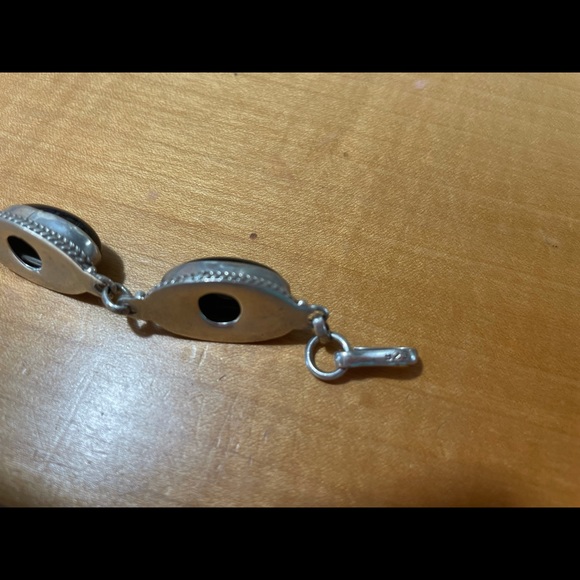 Onyx Cabachon Sterling Silver Link Bracelet - Picture 4 of 4